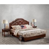 China Leather / Fabric Upholstered Headboard Bed for Hotel Bedroom interior Furniture with Wooden nighstand in Cheap price for sale