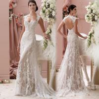 China Romantic White Mermaid Wedding Dresses Perspective Lace Slim Waist Mermaid Wedding Dress factory