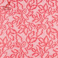 Quality Comfortable Pink Embroidered Lace Fabric Dimensional High Stability for sale