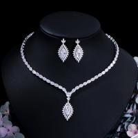 China Wholesale Jewelry Set CZ Pendant Necklace Crystal Cubic Zircon Necklace Earrings Jewelry Set necklace earrings For Women factory
