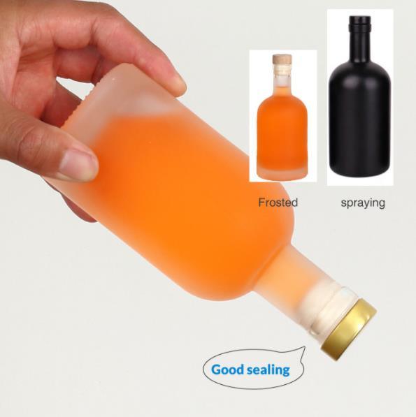 Wholesale 200ml 375ml 500ml 750ml 1000ml Round Empty Flint Glass Whisky Bottle