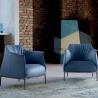 China Italian style more living room furniture PU sofa chair with chrome leg factory