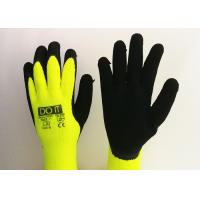 Quality Fluorescent Yellow Latex Palm Coated Gloves , Rubber Coated Gloves Knit Wrist for sale