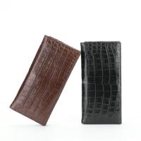 China Genuine Crocodile Belly Skin Businessmen Suits Clutch Wallet Authentic Alligator Leather Lining Male Long Card Purse factory