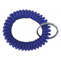 China Plastic Wrist Coil Key Chain , Polyurethane Blue Spiral Wrist Key Chain for sale