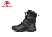 China Black Mens Lace Up Genuine Leather Military Boots Water Resistant Fashion factory