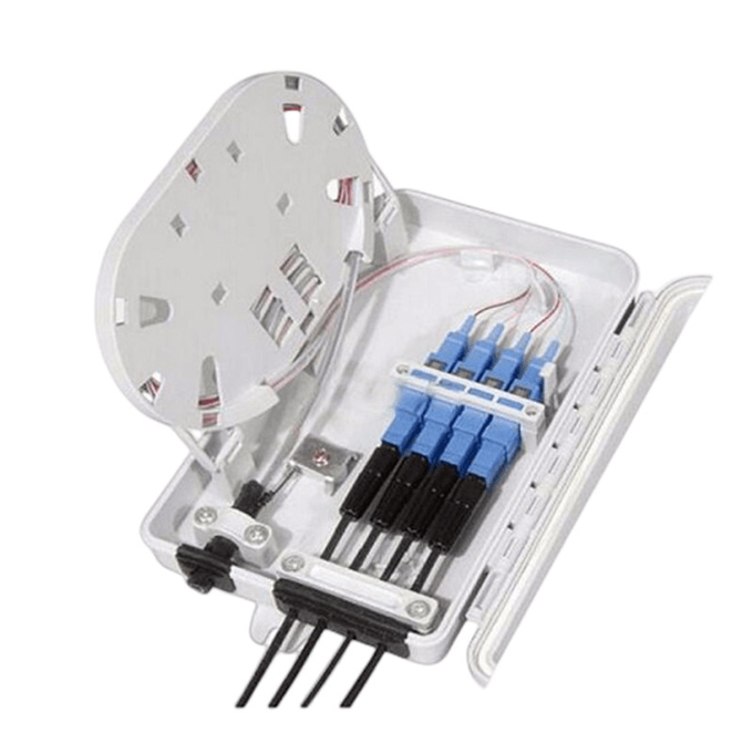 4Port Fiber Optic Terminal Box SC Simplex SM Cables White Waterproof IP ...