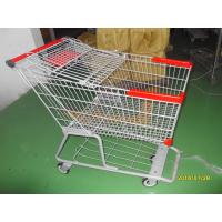 China 180L Metal Grocery Shopping Trolley E Coating With Flat Casters factory