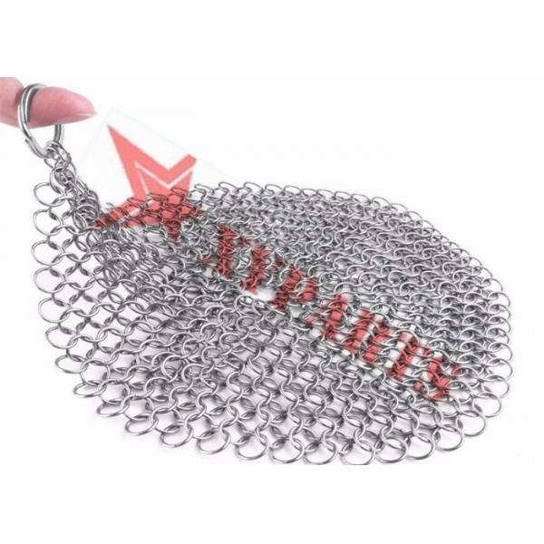 Quality Square Or Round Shape Food Grade Chainmail Scrubber For Cast Iron Skillet Cleaning for sale
