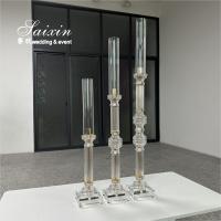 China Factory Wholesale 3 Pcs Tall Set Crystal With Gold Metal Candlestick For Wedding Able Decor factory