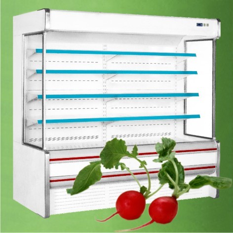 Quality White / Red Upright Open Chiller Supermarket Showcase With Big Capacity For for sale