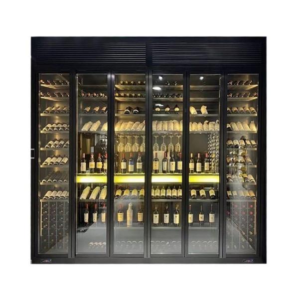 Quality Black Metal Wine Cabinet Floor Standing Embedded Wine Locker for sale