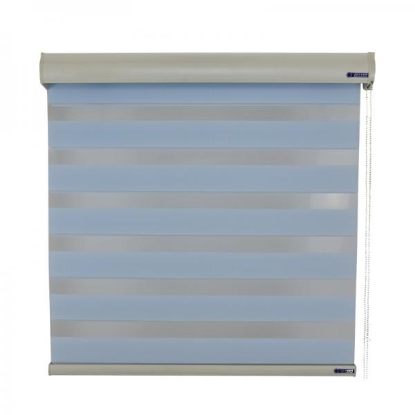 Quality Dual Layer Sheer Motorized Zebra Blinds Horizontal Pattern For Oriel Window for sale