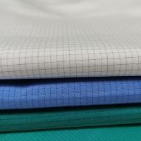 China White Polyester Cotton TC Fabric 4mm Grid Anti Static factory