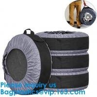 China Anti UV Automotive 600D Wheel And Tyre Bags Automotive Spare Tire Tyre Wheel Cover With Carrying Handles Tote Car Wheel factory