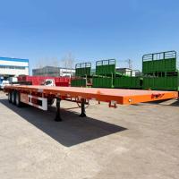 China 40/45/48/53 Ft Shipping Container Flatbed Semi Trailer | Tri axle Trailer for Sale in Mauritius factory