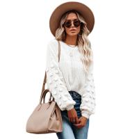 China White Women'S Pullover Sweaters Long Sleeve Crewneck Knitted Soild Top factory