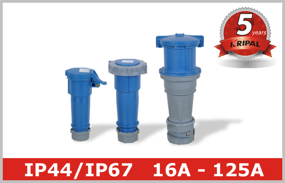 China Blue IP44 Industrial Power Socket Pin And Sleeve Electrical Connectors for sale