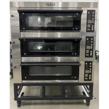 Quality 40x60 Asian Bakery Deck Oven 9 Tray 3 Deck Gas Oven For Bread for sale