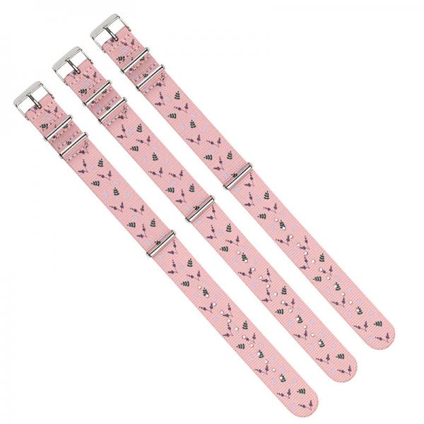 Quality Floral Prints 18mm Nylon Strap Watch Bands Pink Color For Lady Watch for sale