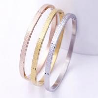 China Oval White Gold Bangle Bracelet Stainless Steel Laser Engraved Fashion factory