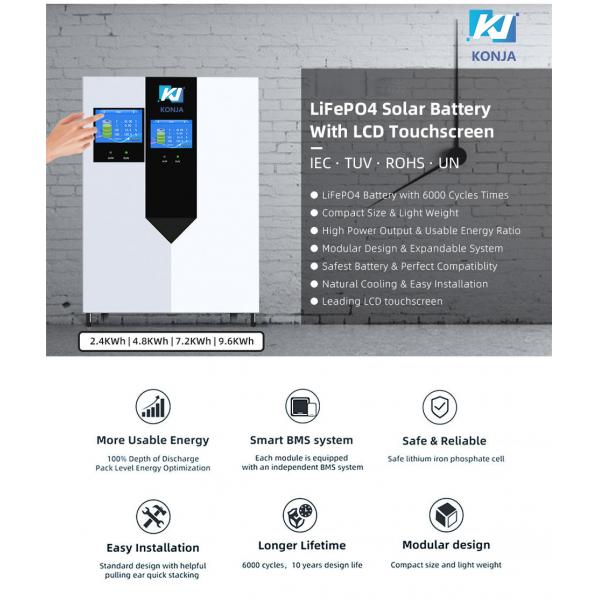 Quality KonJa Smarting battery mangement system 48V 150Ah 7.2kWh Home Wall Mounted Solar for sale