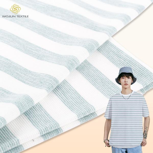 Quality Multi Colored Striped Cotton Material , Breathable 160gsm Cotton T Shirt Fabric for sale