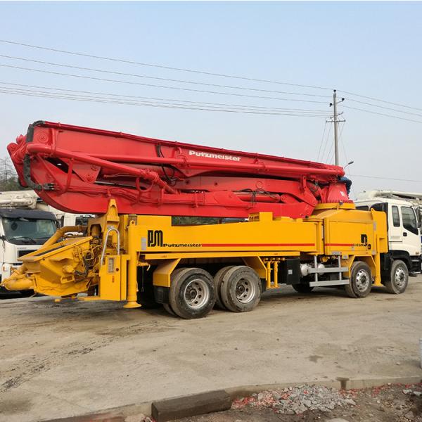 Quality 46m 287kw Putzmeister Used Cement Truck Heavy Duty Red And Orange for sale