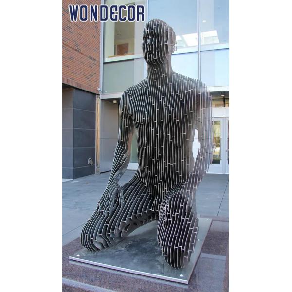 Quality Customized Outdoor Metal Decoration Sliced Man Stainless Steel Sculpture for sale