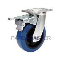 Quality Rubber Heavy Duty Casters 280KG Zinc Plated Finish With Total Brake Device for sale