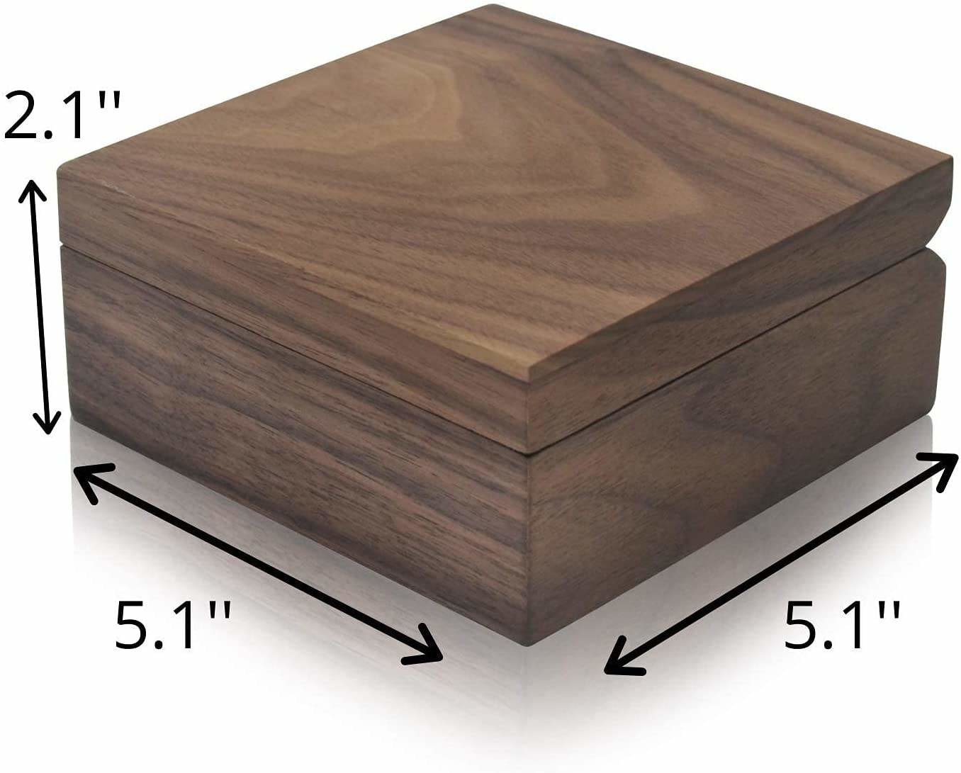 China 5.1inch Personalised Walnut Wood Jewelry Box Square Wooden Box With Magnetic Lid factory