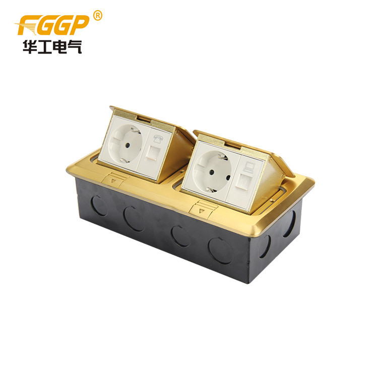 Gold Copper Color Network Double Floor Socket Box Floor