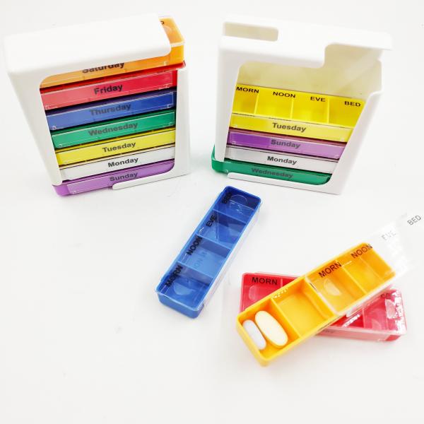 Quality 28 4 5 Pill Box Organizer 4 Times A Day Stackable AM PM Tablet Holder For Vitamin for sale