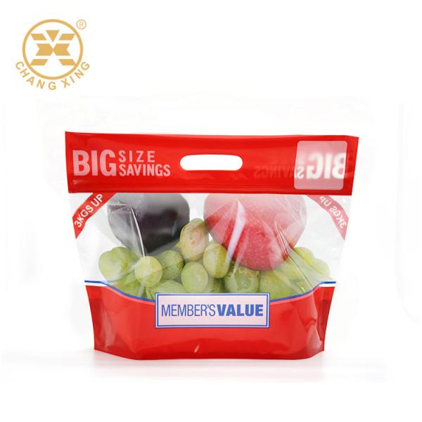 Quality VMPET Antifog Bopp Fruits Recyclable Stand Up Pouches Resealable Transparent Plastic Bag for sale