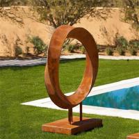Quality Outdoor Rustic Modern Abstract Large Ring Corten Steel Metal Art Sculpture for sale