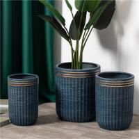 China Modern handmade gold rim decorative garden porcelain bonsai pots cheap ceramic matte flower pots for plants factory