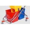 China Hotel Cleaning Noiseless 23L Double Mop Bucket Trolley factory
