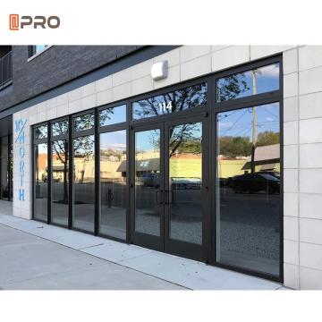 Quality Commercial Aluminium Glass Hinged Doors Exterior Store Entrance Front Doors for sale