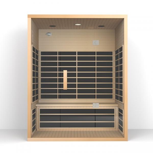 Quality Family 3 Person Red Cedar Far Infrared Sauna With 8mm Tempered Glass Door for sale