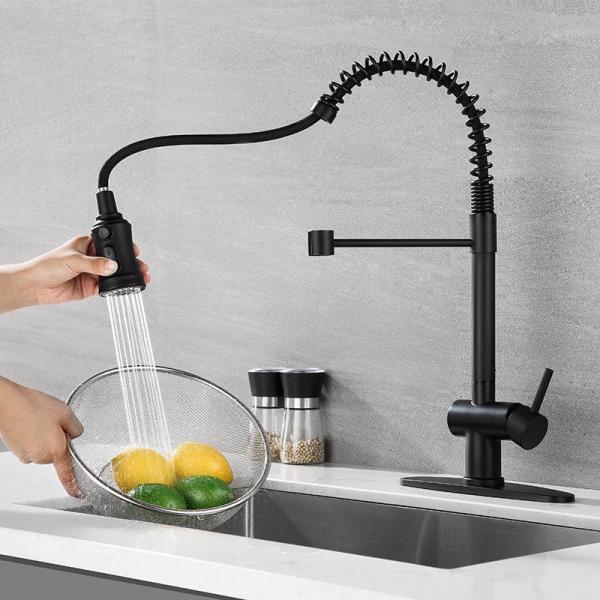 Quality Commercial Brass Single Hole Kitchen Sink Faucet With Pulldown Sprayer for sale