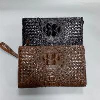 China Knitted Designer Genuine Alligator Skin Men Woven Clutch Purse Authentic Crocodile Leather Male  Large Wristlets Bag factory
