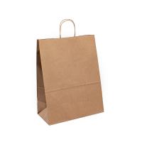 Quality Custom Logo Printed Fast Food Packaging Brown Kraft Paper Bag With Handles for sale