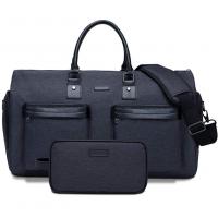 China Oversized Travel Shoulder Bag Waterproof Canvas Genuine Leather Weekend Bag Overnight Handbag factory