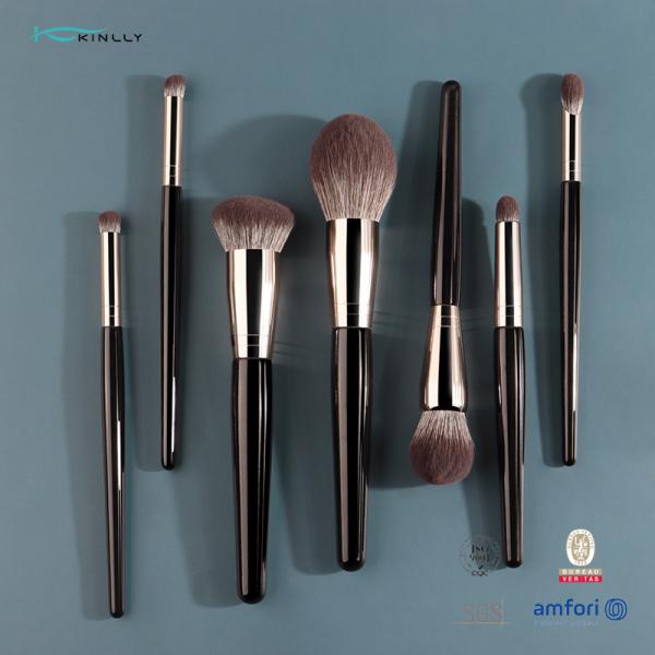 Quality 7PCS Makeup Brush With Synthetic Hair ,Rose Gold Ferrule Cosmetic Brush ,Wooden for sale