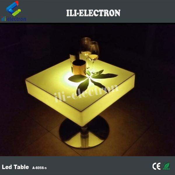Quality Commerical Square LED Light Up Cocktail Tables Rechargeable With Stainless Steel for sale