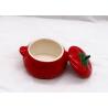 China Tomato Shaped Dolomite Ceramic Sugar Container / Ceramic Storage Jars With Two Handle factory