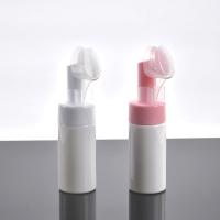 Quality White Empty Foaming Face Wash Bottle With Brush Silicone Cleansing Massage for sale
