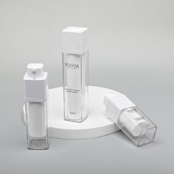Quality Liquid Foundation Dispenser PET Plastic Bottle Transparent Double Wall 15ml 30ml for sale