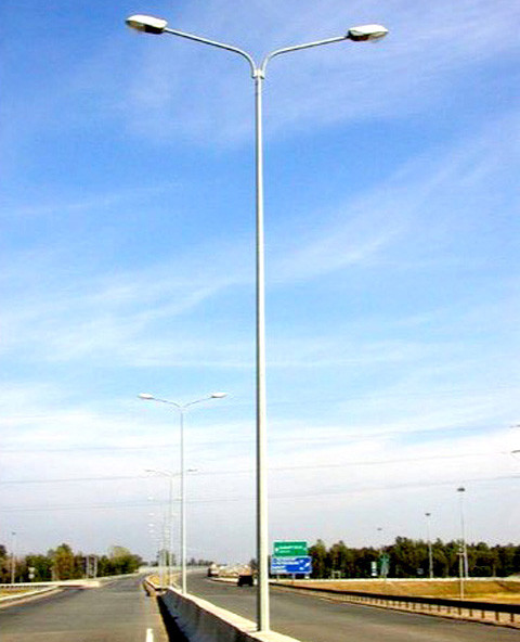 Quality Dual Arms Galvanised Street Light Pole 10m 15m Highway Light Post for sale