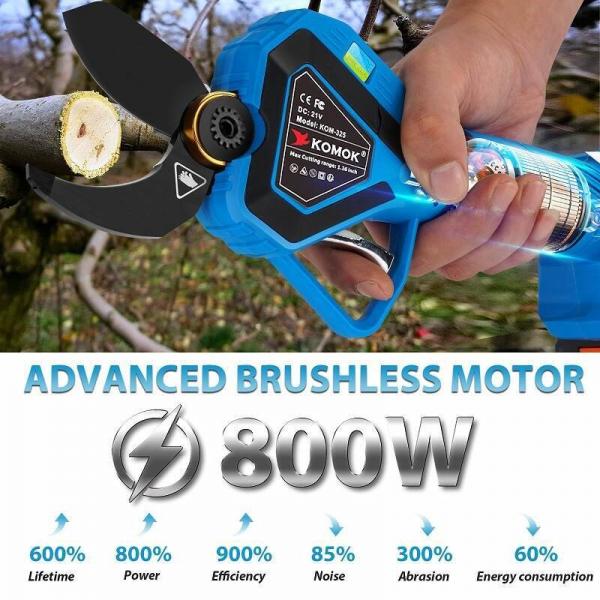Quality KOMOK Electric Tree Pruning Shears With SK5 Blades 2pcs 2000mAH Battery for sale